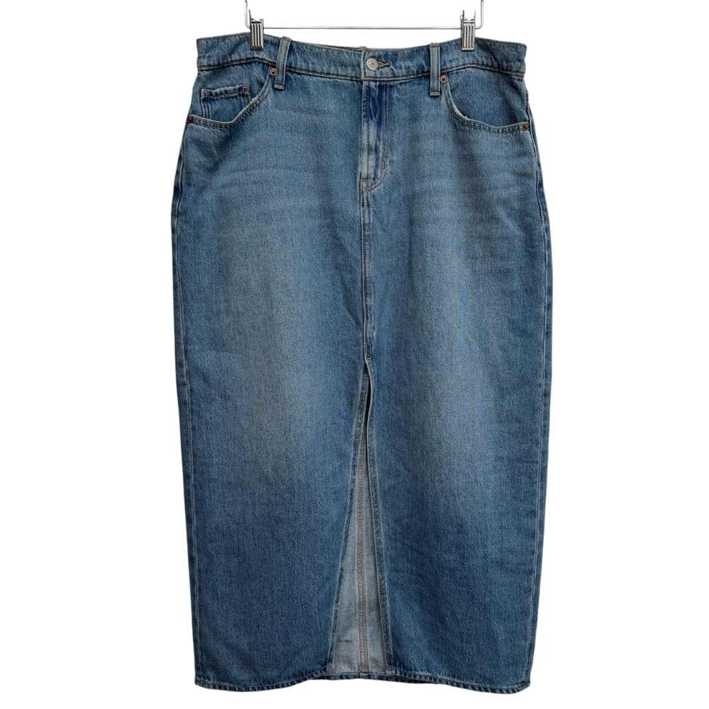 Old Navy Drapey Denim Mid Rise Jean Maxi Skirt Women Size 10 Modest